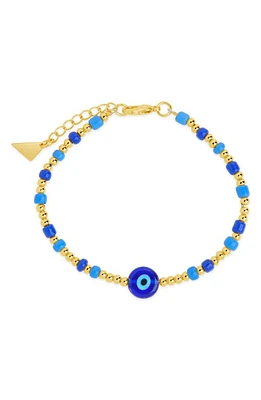 Sterling Forever Sibyl Evil Eye Beaded Bracelet in Gold at Nordstrom