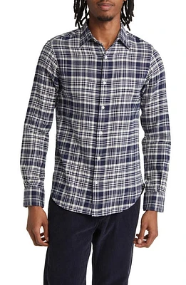 Officine Générale Giacomo Plaid Twill Button-Up Shirt Ecru/Navy at Nordstrom,