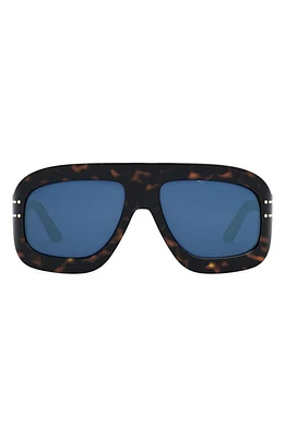 'DiorSignature M1U 58mm Rectangular Sunglasses in Dark Havana /Blue at Nordstrom