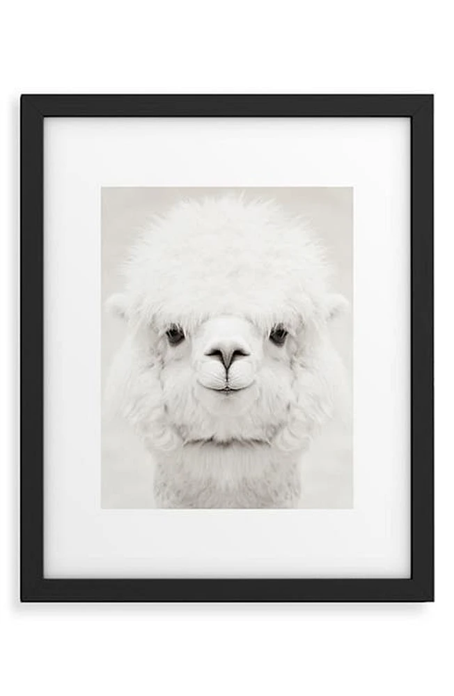 Deny Designs Monika Strigel - Smiling Alpaca Framed Art Print in Black-White at Nordstrom