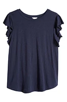 caslon(r) Flutter Sleeve Cotton Slub Jersey Top at Nordstrom,