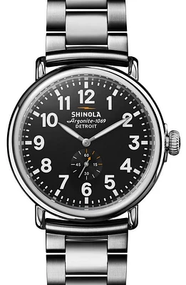 Shinola Runwell Sub Second Bracelet Watch, 47mm in Black at Nordstrom, Size 47 Mm