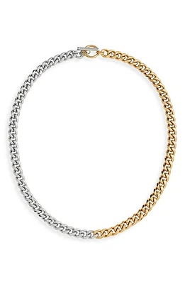 Jane Basch Designs Two-Tone Cuban Link Chain Necklace in Silver And Gold at Nordstrom