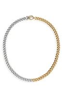 Jane Basch Designs Two-Tone Cuban Link Chain Necklace in Silver And Gold at Nordstrom