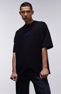 Topman Embroidered Oversize Heavyweight T-Shirt Black at Nordstrom,