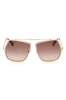 Max Mara 64mm Gradient Oversize Geometric Sunglasses in Beige Horn /Gradient Brown at Nordstrom