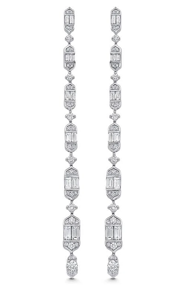 Sara Weinstock Taj Baguette Diamond Linear Drop Earrings in 18K White Gold at Nordstrom