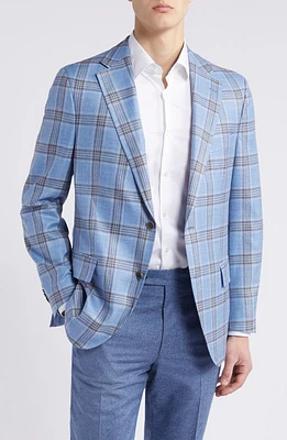 Peter Millar Plaid Wool & Silk Blend Sport Coat Light Blue at Nordstrom,