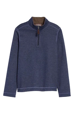 Johnston & Murphy Kids' Solid Reversible Quarter Zip Pullover Navy/Brown at