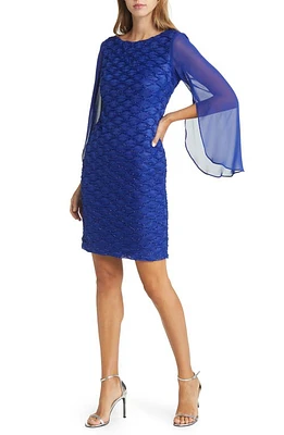 Connected Apparel Chiffon Sleeve Dress Deep Royal at Nordstrom,