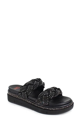 National Comfort Karena Braided Platform Slide Sandal in Black Suede at Nordstrom, Size 10