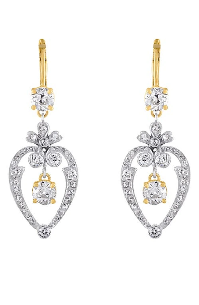 Mindi Mond Old Floral Heart Diamond Drop Earrings in Yellow Gold/Diamond at Nordstrom