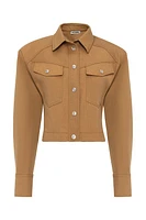 Nocturne Shoulder Pad Gabardine Crop Jacket in Camel at Nordstrom