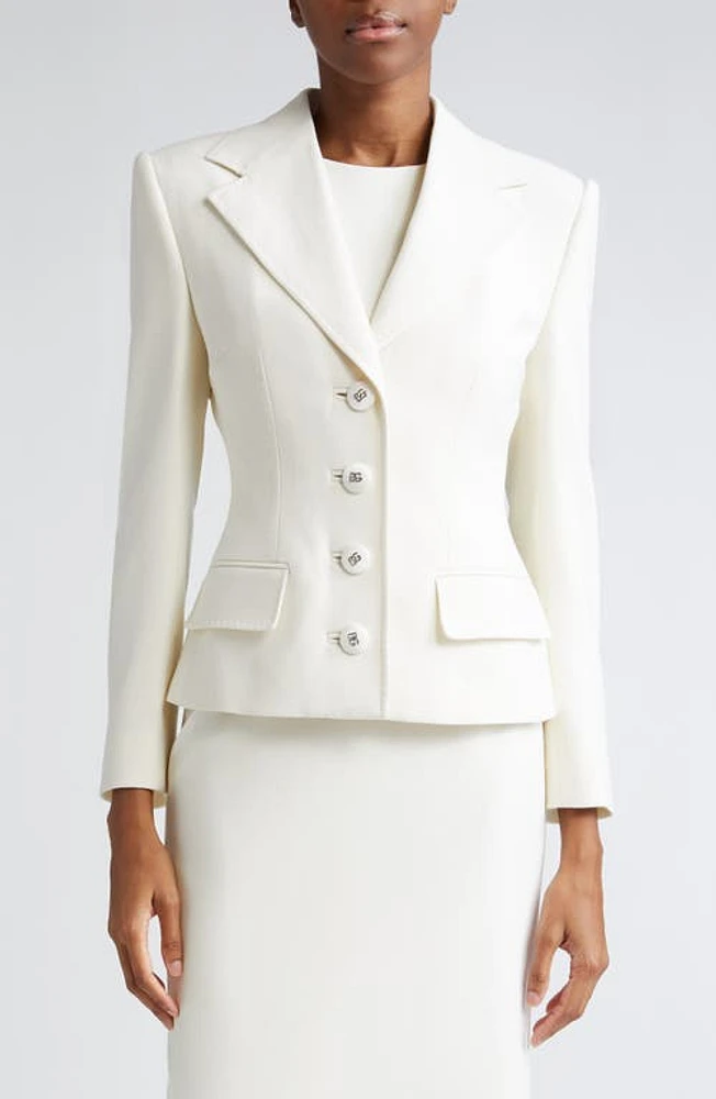 Dolce & Gabbana Stretch Wool Blazer Natural White at Nordstrom, Us