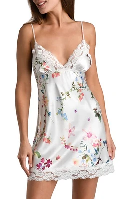 Bloom by Jonquil Endless Love Floral Lace Trim Satin Chemise Ivory at Nordstrom,