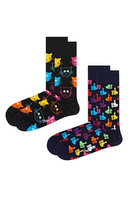 Happy Socks Assorted 2-Pack Classic Cat Cotton Blend Crew Socks in Asst at Nordstrom