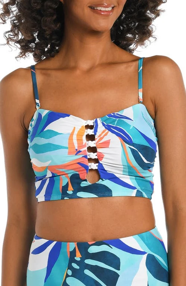 La Blanca Coastal Palms Longline Bikini Top Ice Blue at Nordstrom,