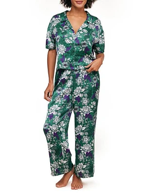 Adore Me Verica Pajama Top & Pants Set Floral Green at Nordstrom,