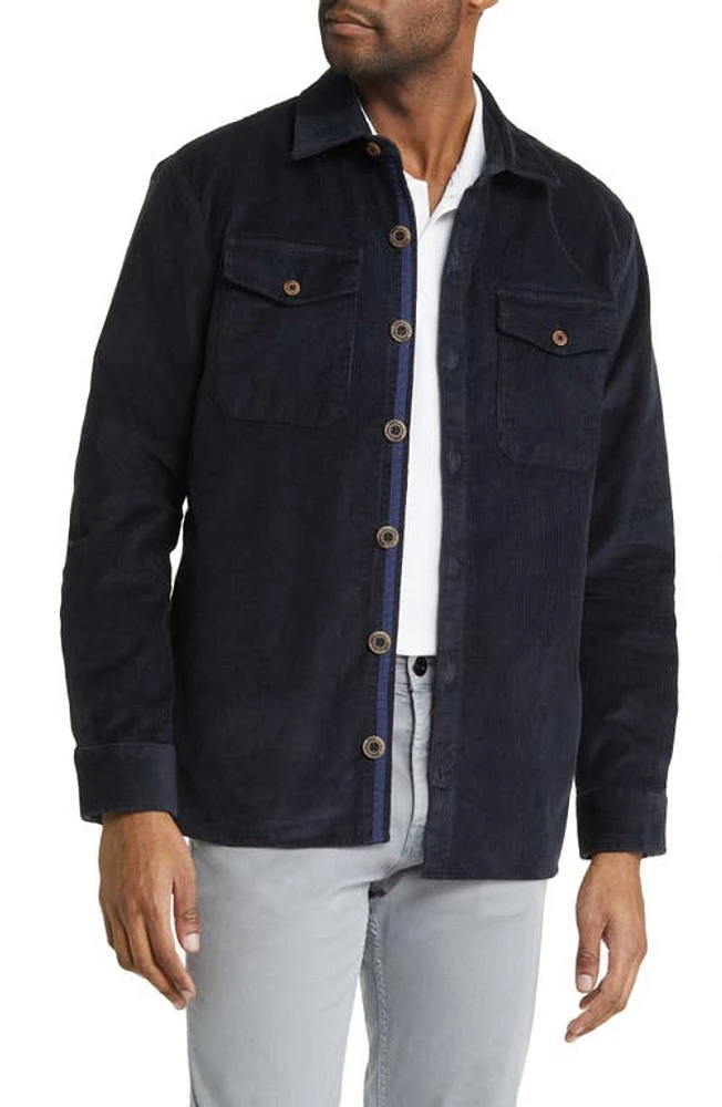 Stone Rose Brushed Corduroy Overshirt Denim Blue at Nordstrom,