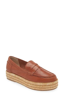 Cecelia New York Greta Platform Penny Loafer Cognac Oiled Leather at Nordstrom,