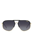 Carrera Eyewear 60mm Aviator Sunglasses in Matte Black Gold/Grey Shaded at Nordstrom