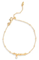 Kendra Scott Mama Freshwater Pearl Script Pendant Bracelet in Gold White Pearl at Nordstrom