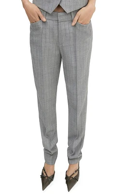 MANGO Pinstripe Straight Leg Pants Light Heather Grey at Nordstrom,