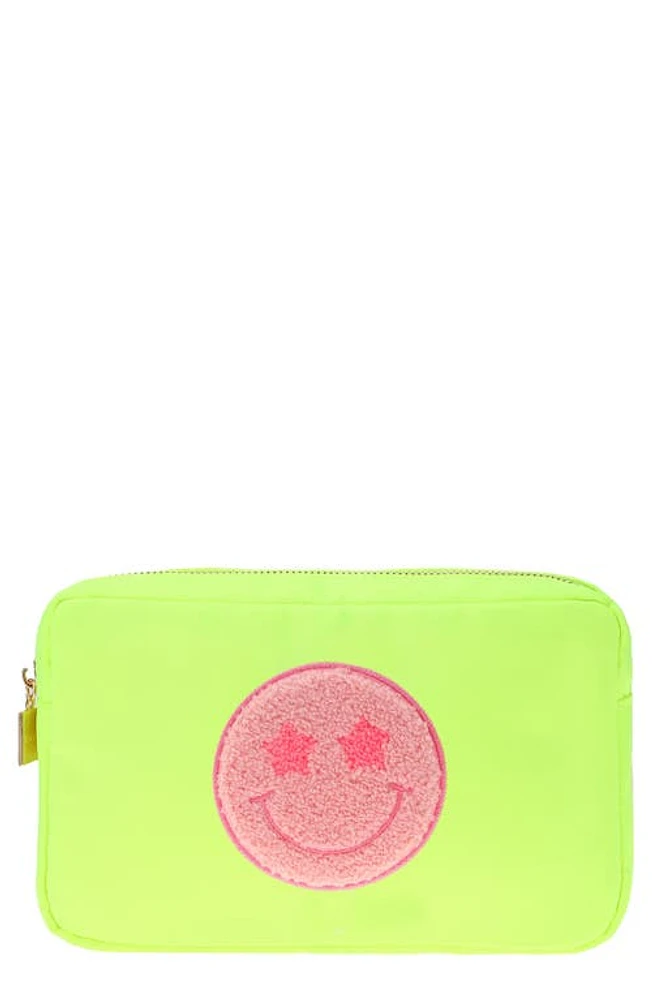 Bloc Bags Medium Smiley Cosmetics Bag in Neon Yellow at Nordstrom