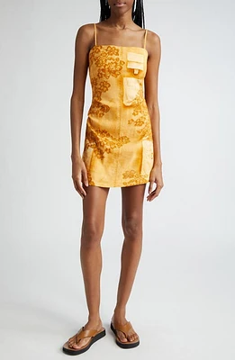 Acne Studios Dua Trompe l'Oeil Print Minidress Faded Orange at Nordstrom, Us