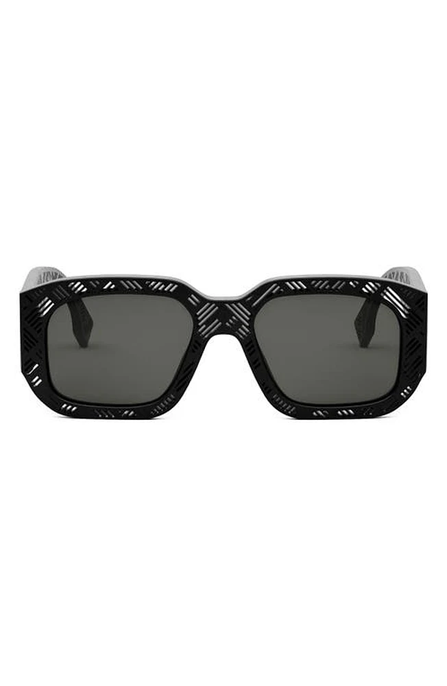 'Fendi Shadow 52mm Rectangular Sunglasses in Matte Black /Smoke at Nordstrom