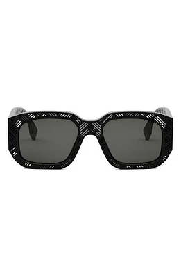 'Fendi Shadow 52mm Rectangular Sunglasses in Matte Black /Smoke at Nordstrom