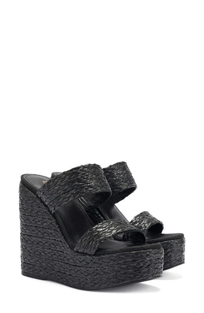 Larroudé Pamela Platform Wedge Sandal Black at Nordstrom,