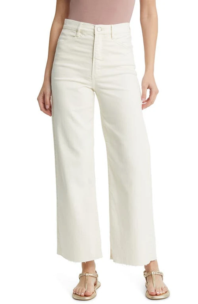 Favorite Daughter The Mischa Raw Hem Super High Waist Wide Leg Jeans Gardenia at Nordstrom,