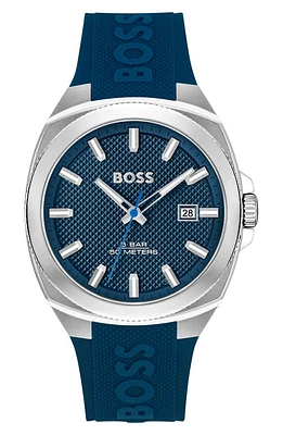 BOSS Walker Silicone Strap Watch, 41mm in Blue at Nordstrom