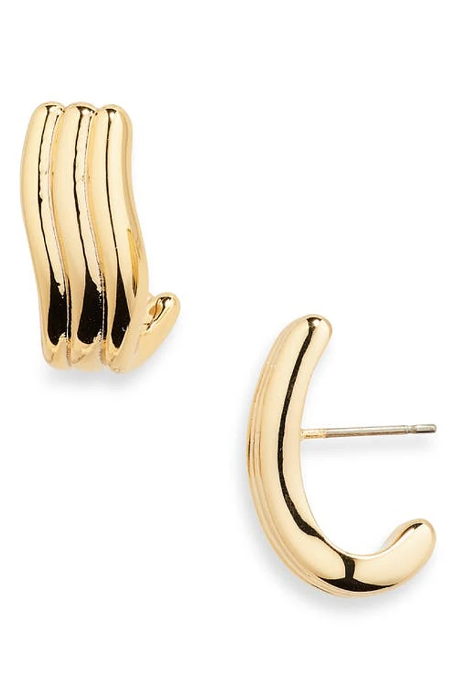 Madewell Ribbed Wavy Statement Earrings in Pale Gold at Nordstrom