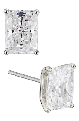 Nadri Modern Luv Large Emerald Cut Cubic Zirconia Stud Earrings in Rhodium at Nordstrom