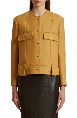 Khaite Laybin Stretch Wool Jacket Camel at Nordstrom,