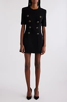 Balmain Button Detail Crepe Minidress Black at Nordstrom, Us