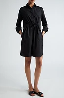 Max Mara Gathered Poplin Shirtdress Black at Nordstrom,