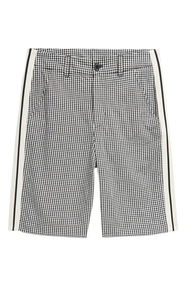 Moncler Kids' Side Stripe Gingham Shorts Ivory/Black at Nordstrom, Y