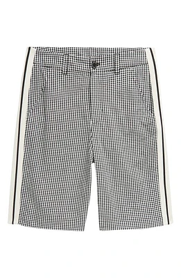 Moncler Kids' Side Stripe Gingham Shorts Ivory/Black at Nordstrom, Y