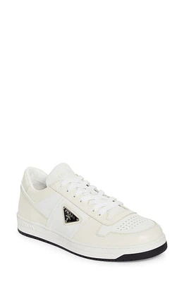 Prada Downtown Leather Sneaker Bianco/Avorio at Nordstrom,