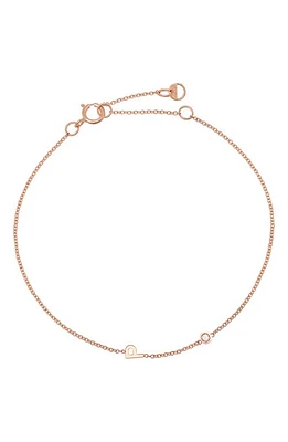 BYCHARI Initial & Diamond Bracelet in 14K Rose Gold- at Nordstrom