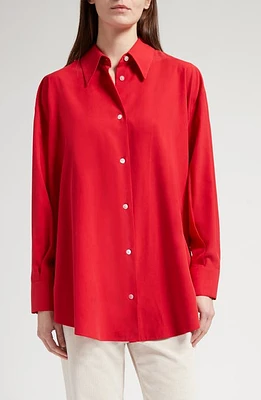 The Row Andra Silk Button-Up Shirt Goji Berry at Nordstrom,