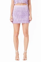 Endless Rose Tiered Fringe Miniskirt Lilac at Nordstrom,