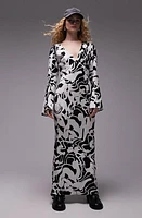 Topshop Lea Floral Long Sleeve Maxi Column Dress White Multi at Nordstrom, Us