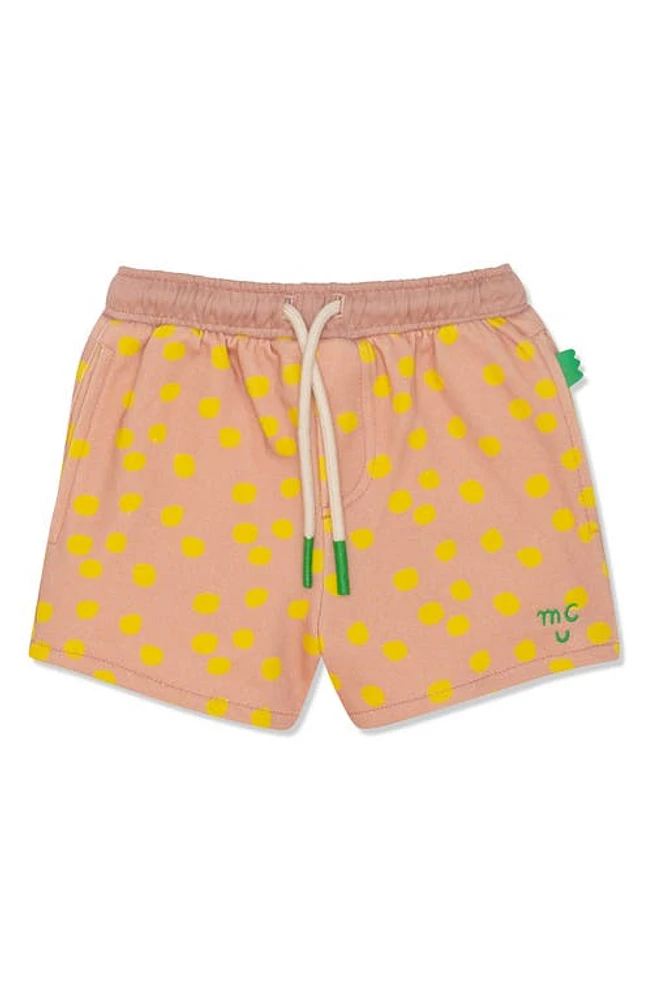 Mon Coeur Kids' Dot Print Shorts Misty Rose/Cyber Yellow at Nordstrom,