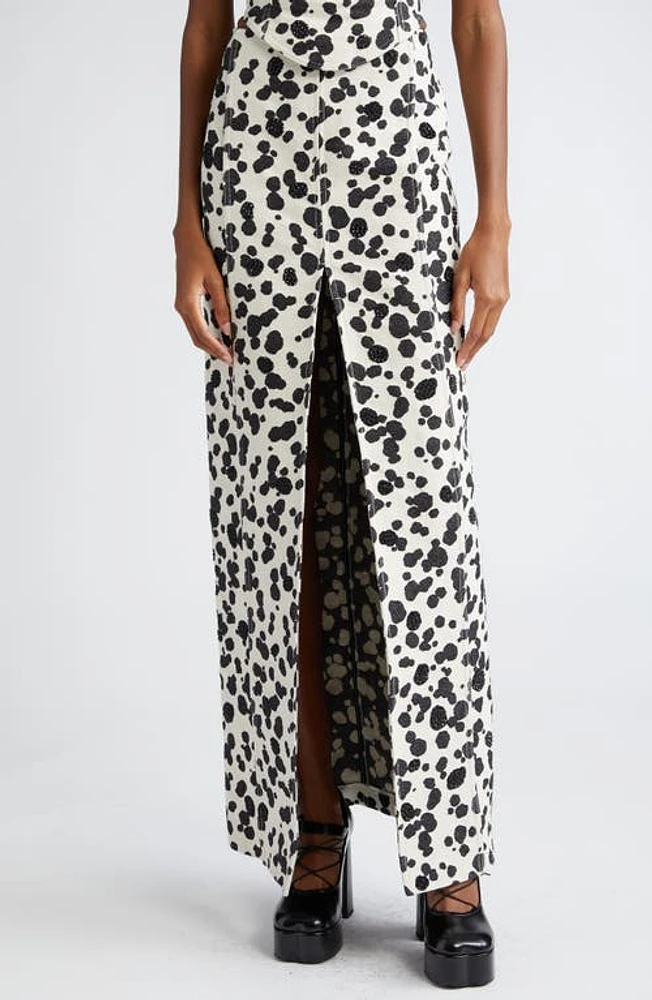 Area Dalmatian Denim Skirt Black/Off White at Nordstrom,