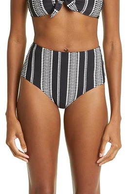 lemlem Luchia High Waist Bikini Bottoms Black at Nordstrom,