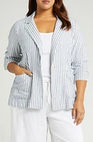 caslon(r) Stripe Linen Blend Blazer at Nordstrom,